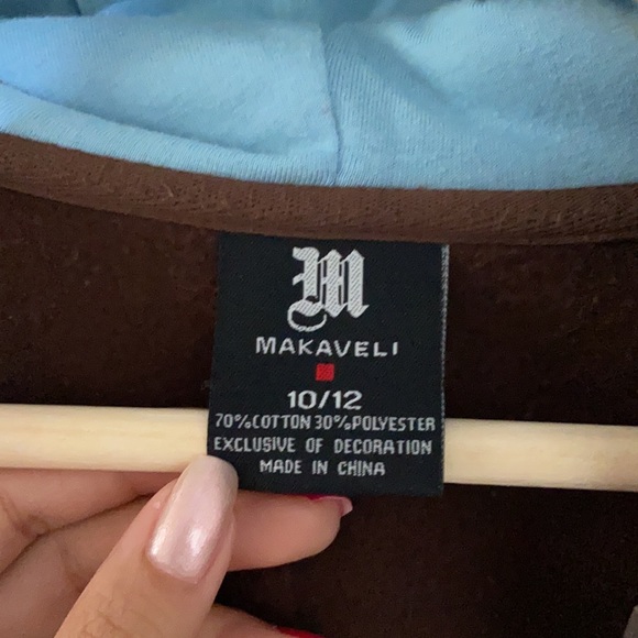 Brown jacket blue hood, embroidered Tupac - Picture 3 of 9